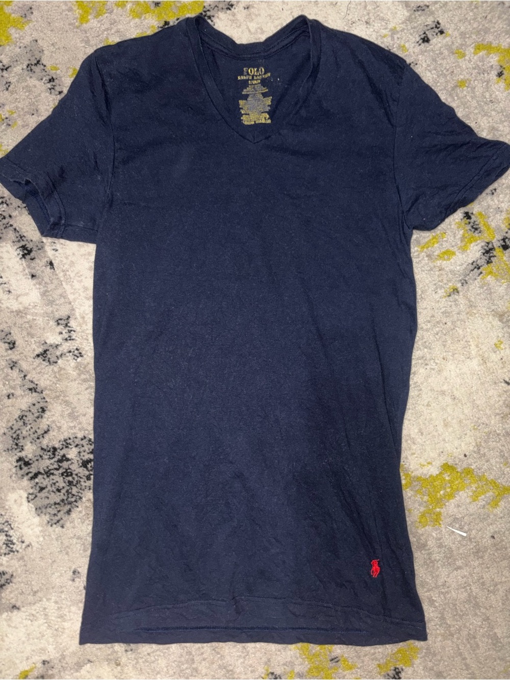 Polo by Ralph Lauren Navy Short Sleeve V-Neck Tee with Red Pony